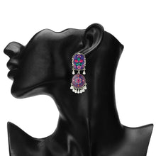 Load image into Gallery viewer, PURPLE HAND PAINTED AFGHANI EARRING