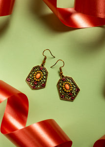 Afghani intricate earrings with ruby studs