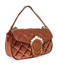 Load image into Gallery viewer, Pearl Detail Quilted Sling-Brown