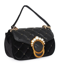 Load image into Gallery viewer, Pearl Detail Quilted Sling-Black