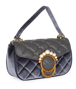 Pearl Detail Quilted Sling-Grey