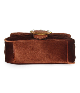 Pearl Detail Quilted Sling-Brown