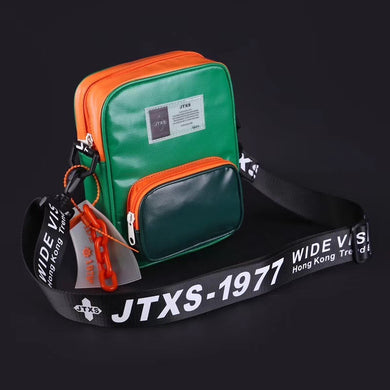 GREEN AND ORANGE TRENDY SLING BAG