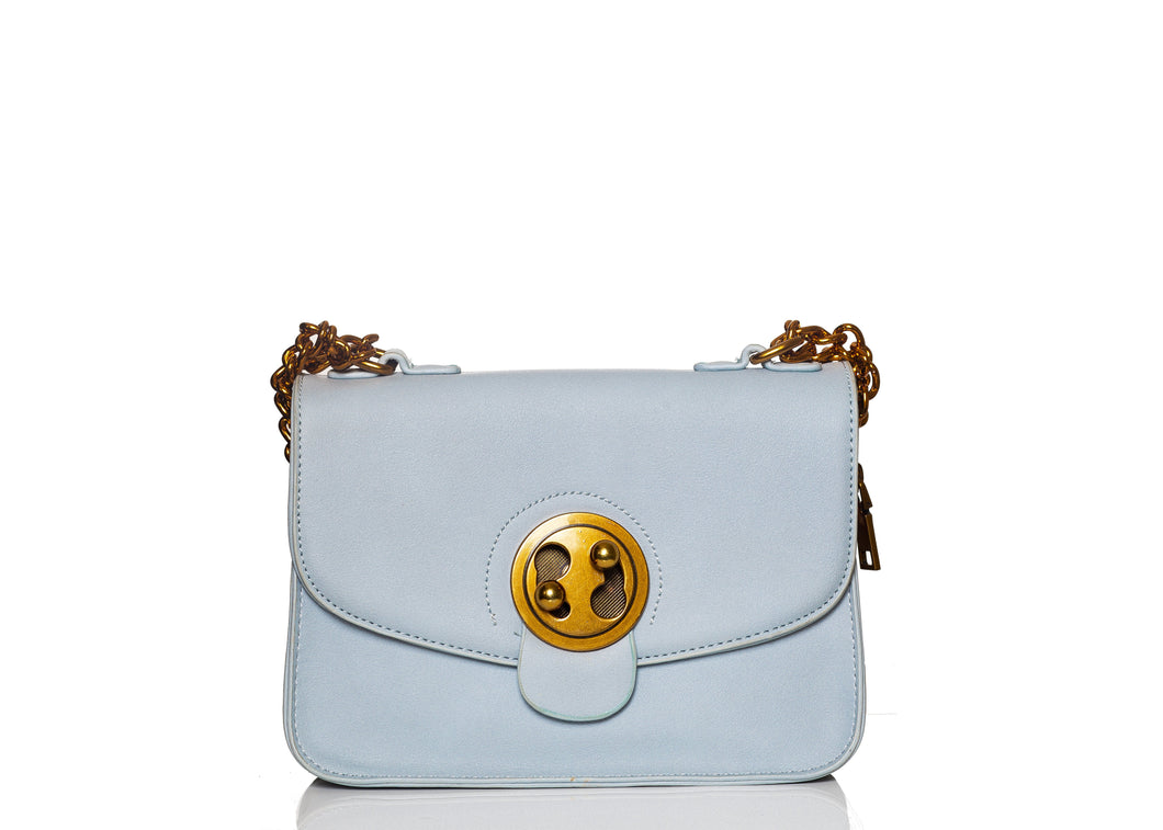 Light Blue Sling Bag with Twist Lock Buckle