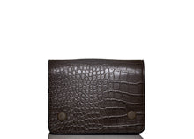 Load image into Gallery viewer, Double Button Croc Clutch- Brown