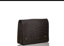 Load image into Gallery viewer, Double Button Croc Clutch- Brown