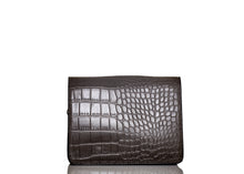 Load image into Gallery viewer, Double Button Croc Clutch- Brown