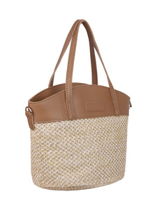 Two-toned Straw Tote-Brown