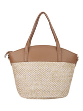 Load image into Gallery viewer, Two-toned Straw Tote-Brown