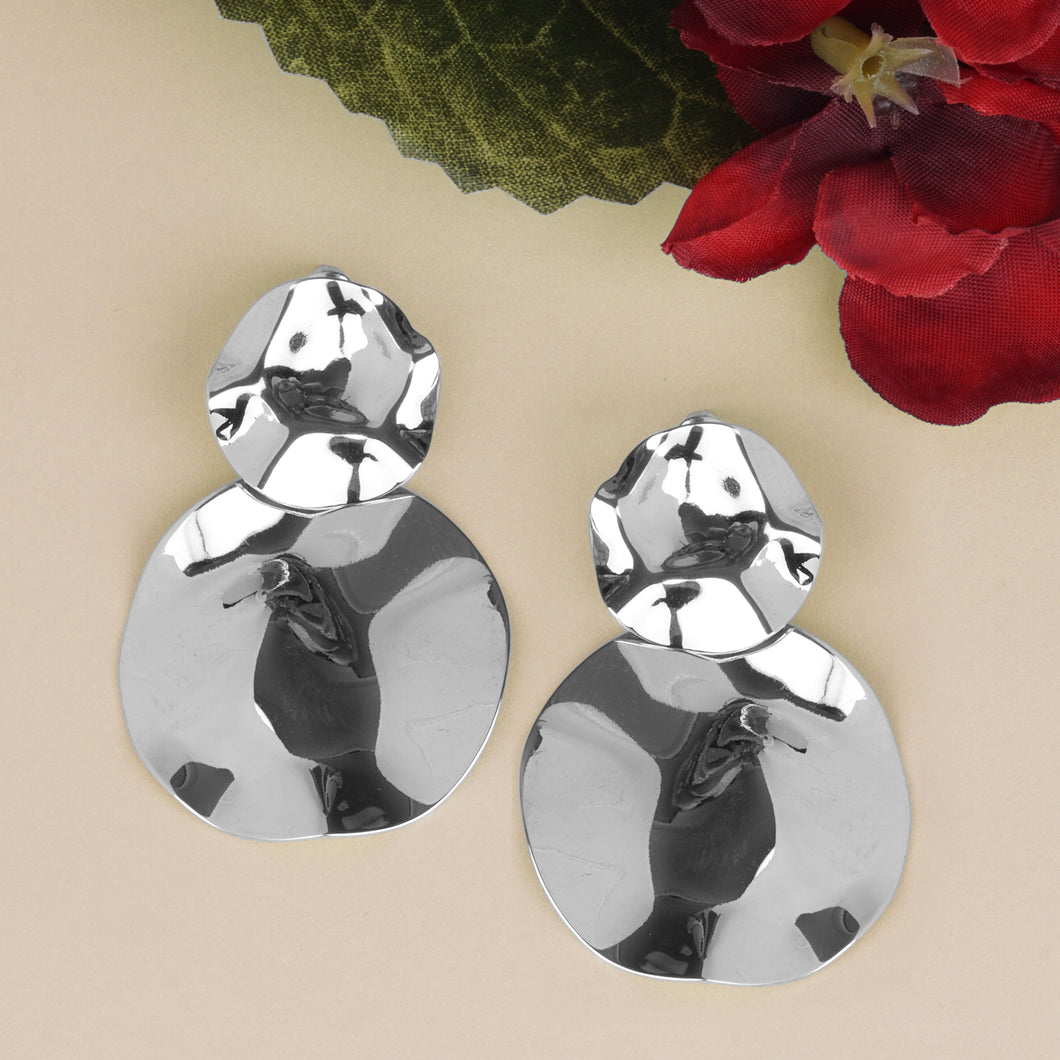 Silver Earings | Round | Big | Statement
