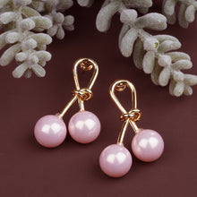 Load image into Gallery viewer, Golden Earings| Pearl Drop | Hanging| Cherry Bunch | self-textured