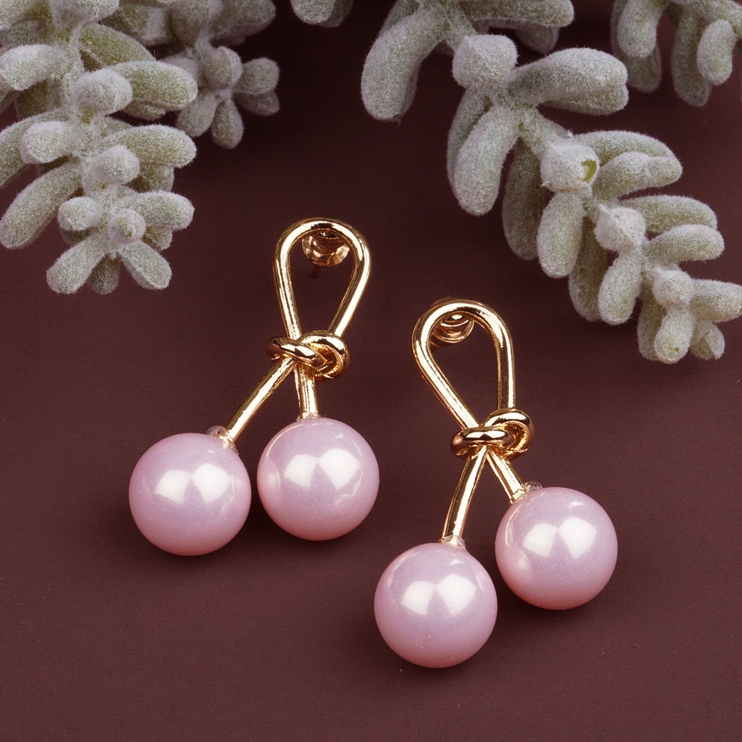 Golden Earings| Pearl Drop | Hanging| Cherry Bunch | self-textured