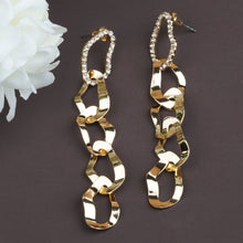 Load image into Gallery viewer, Golden Long Earings | Tyre Linked | CZ Stone Diamonds