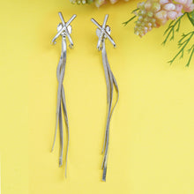 Load image into Gallery viewer, Silver Long Earings | Chains | Cross Studd |Victorian
