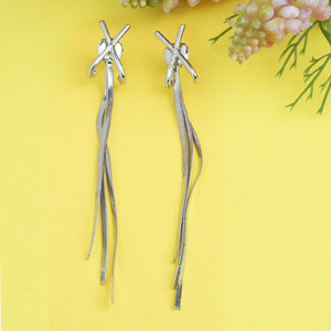 Silver Long Earings | Chains | Cross Studd |Victorian