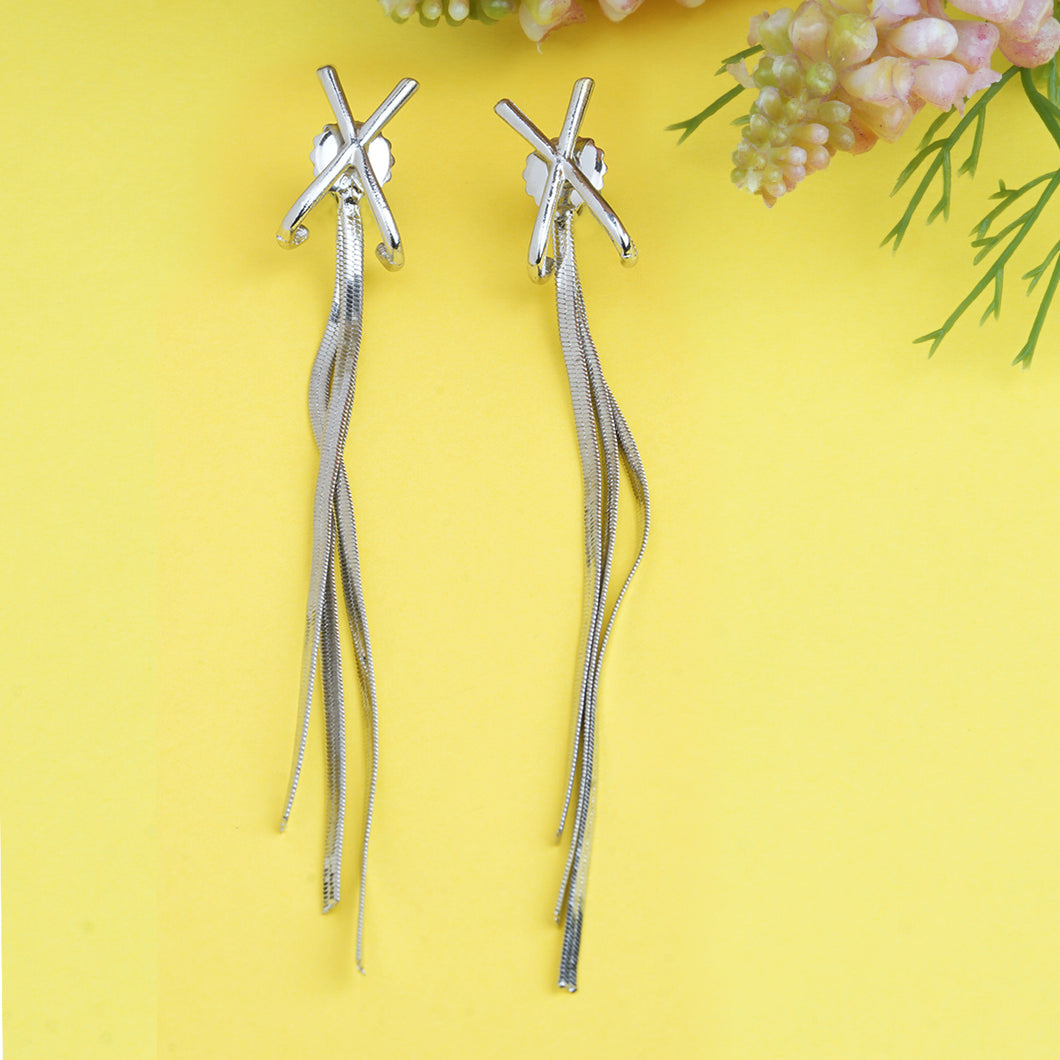 Silver Long Earings | Chains | Cross Studd |Victorian