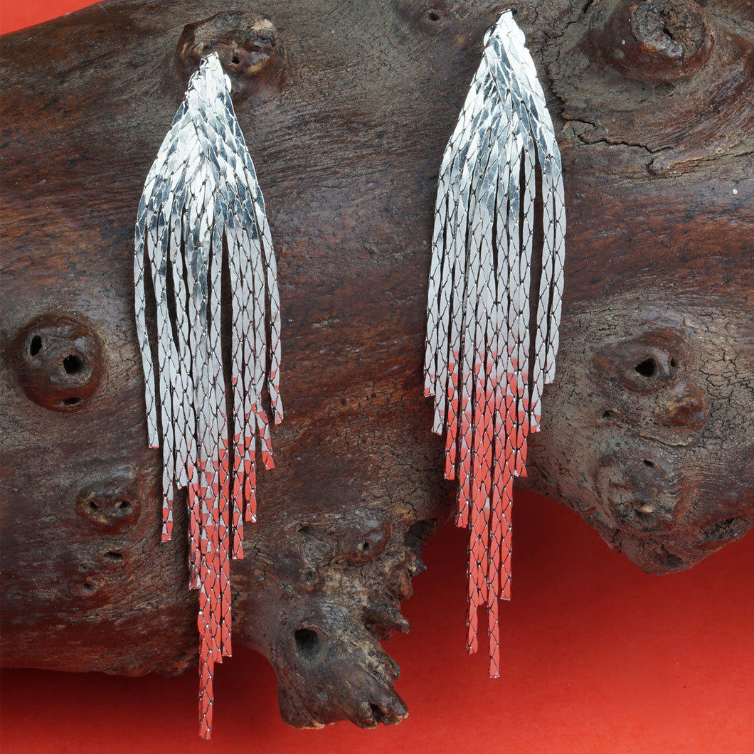 Silver Earings | Long Chain | Waterfall |Vintage