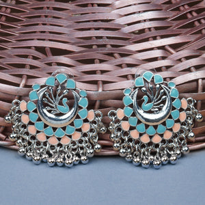 Ethnic | Silver Chand Ballies | Pink | Blue | Minakari Design | Peacock