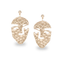 Load image into Gallery viewer, UNIQUE FACE SHAPED GOLD DROP EARRINGS