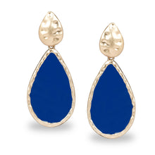 Load image into Gallery viewer, DROP SHAPED EGYPTIAN BLUE LONG ENAMEL EARRINGS