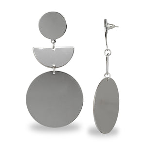 SUN N MOON SHAPED SILVER PARTY EARRINGS