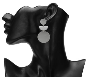 SUN N MOON SHAPED SILVER PARTY EARRINGS