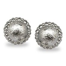 Load image into Gallery viewer, SILVER ROUND ETCHED STUD PARTY EARRINGS