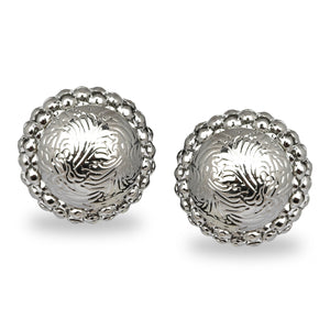 SILVER ROUND ETCHED STUD PARTY EARRINGS