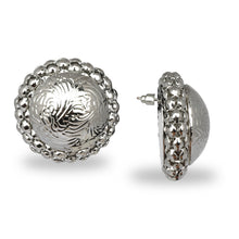 Load image into Gallery viewer, SILVER ROUND ETCHED STUD PARTY EARRINGS