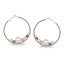 Load image into Gallery viewer, STATEMENT MULTICOLOR PEARL HOOPS PARTY EARRINGS