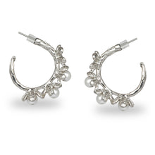 Load image into Gallery viewer, FLORAL PEARL HOOP EARRINGS