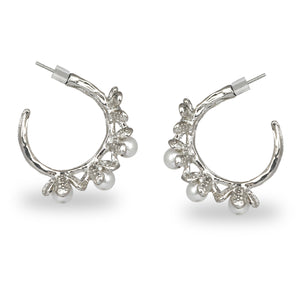 FLORAL PEARL HOOP EARRINGS