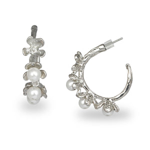 FLORAL PEARL HOOP EARRINGS