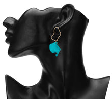 Load image into Gallery viewer, TURQUOISE PETAL SHAPED DANGLING EARRINGS