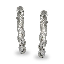 Load image into Gallery viewer, SILVER TWISTED OVAL HOOP EARRINGS