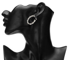 Load image into Gallery viewer, SILVER TWISTED OVAL HOOP EARRINGS