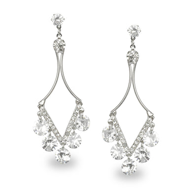 DELICATE SILVER V SHAPED PARTY EARRINGS