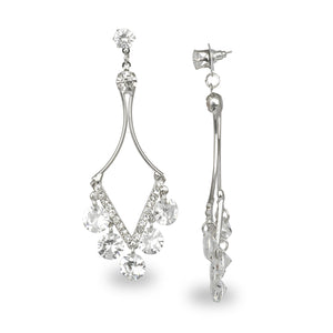 DELICATE SILVER V SHAPED PARTY EARRINGS