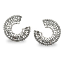 Load image into Gallery viewer, C SHAPED AZTEC OXIDISED SILVER STUD EARRINGS