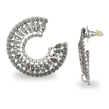 Load image into Gallery viewer, C SHAPED AZTEC OXIDISED SILVER STUD EARRINGS