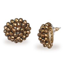 Load image into Gallery viewer, FLORAL SHIMMERING BRONZE STUD EARRINGS