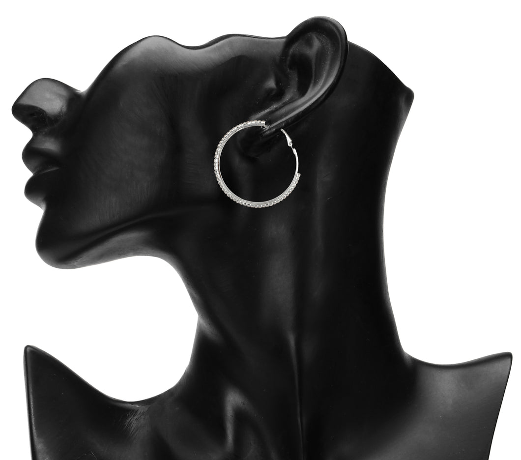 CLASSIC EMBELLISHED SILVER HOOPS