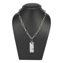 Load image into Gallery viewer, SILVER LINKED CHAIN NECKLACE WITH RULER SCALE PENDANT
